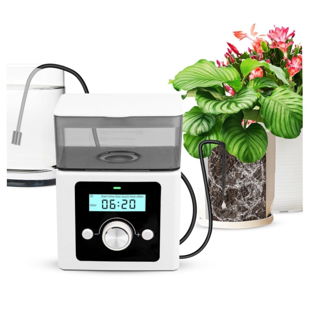 Automatisches Bewässerungssystem für Zimmerpflanzen – DIY-Drip-Set mit Nährstofftank, LCD-Timer & Typ-C/Batterie-Betrieb, wassersparend