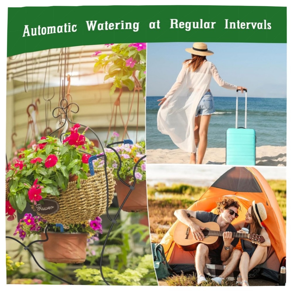 Solar-Bewässerungssystem 2er-Set für Garten & Balkon – Automatische Tropfbewässerung mit Solarpanel, 9 Programme, 10 m Schlauch, energiesparend
