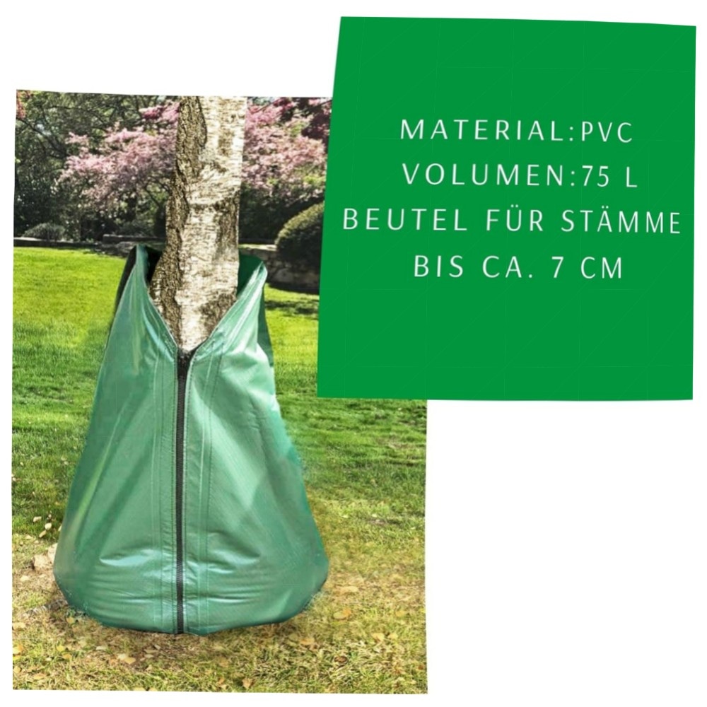 Novatool 5x Baumbewässerungsbeutel 75 L Grün – robuster PVC-Bewässerungsbeutel mit Reißverschluss, einfache Tröpfchenbewässerung für junge Bäume
