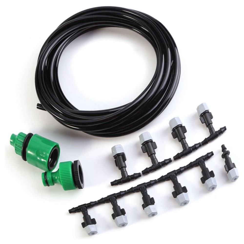 Garden Misting Kühlsystem – Mikrotropf-Bewässerungsset 15M mit Anti-Verstopfungsdüsen, Schnellanschluss & Hang-Sprinkler – hochwertig, einfach montierbar