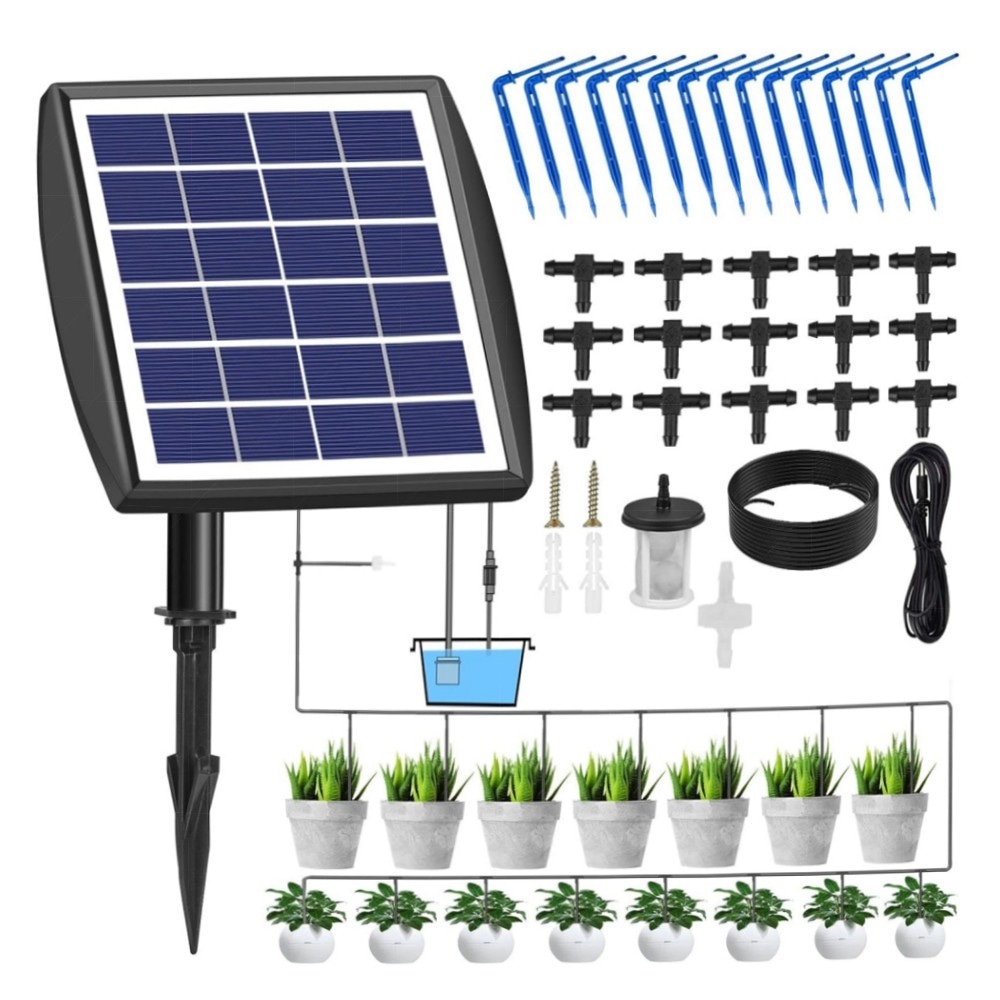 Solar-Tropfbewässerungssystem automatisch 15 m Schlauch – IP67, 6 Modi, ideal für Balkon, Garten & Topfpflanzen