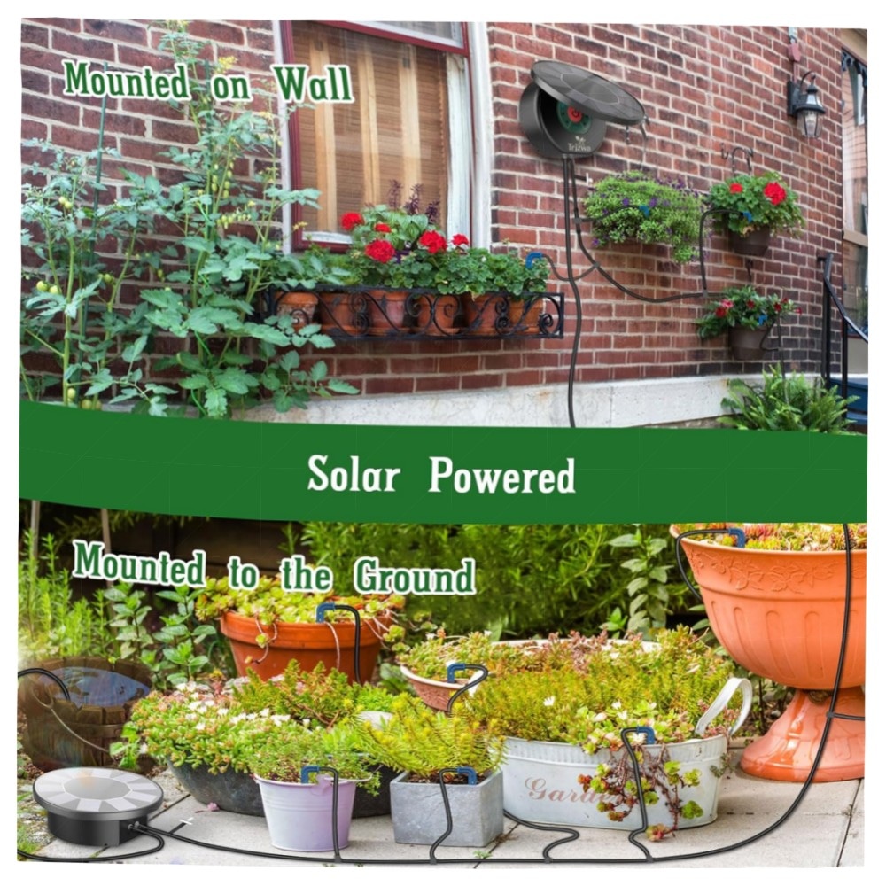 Solar-Bewässerungssystem 2er-Set für Garten & Balkon – Automatische Tropfbewässerung mit Solarpanel, 9 Programme, 10 m Schlauch, energiesparend