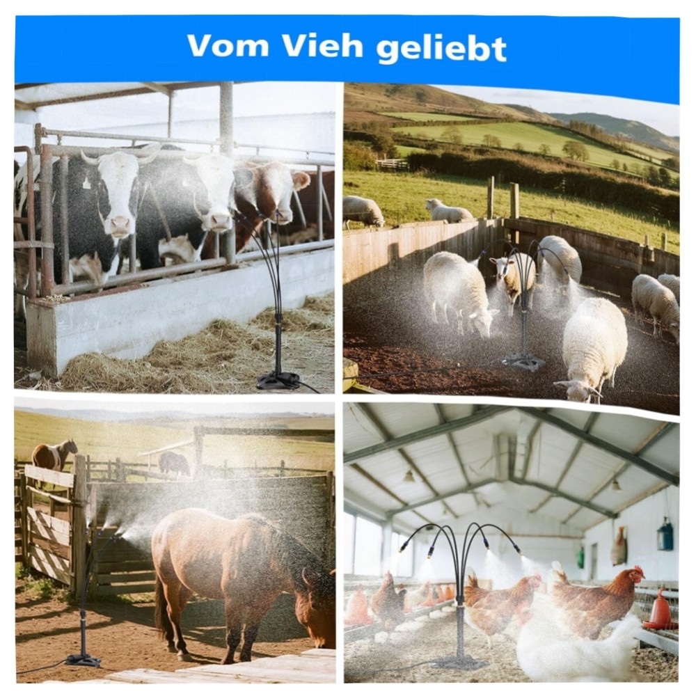 845f98a84899.jpg Stehendes Sprühnebel-Kühlsystem 8 m Schlauch – Tragbarer Wassernebel für Terrasse, Garten & Pool, ABS-Basis mit Messinganschlüssen