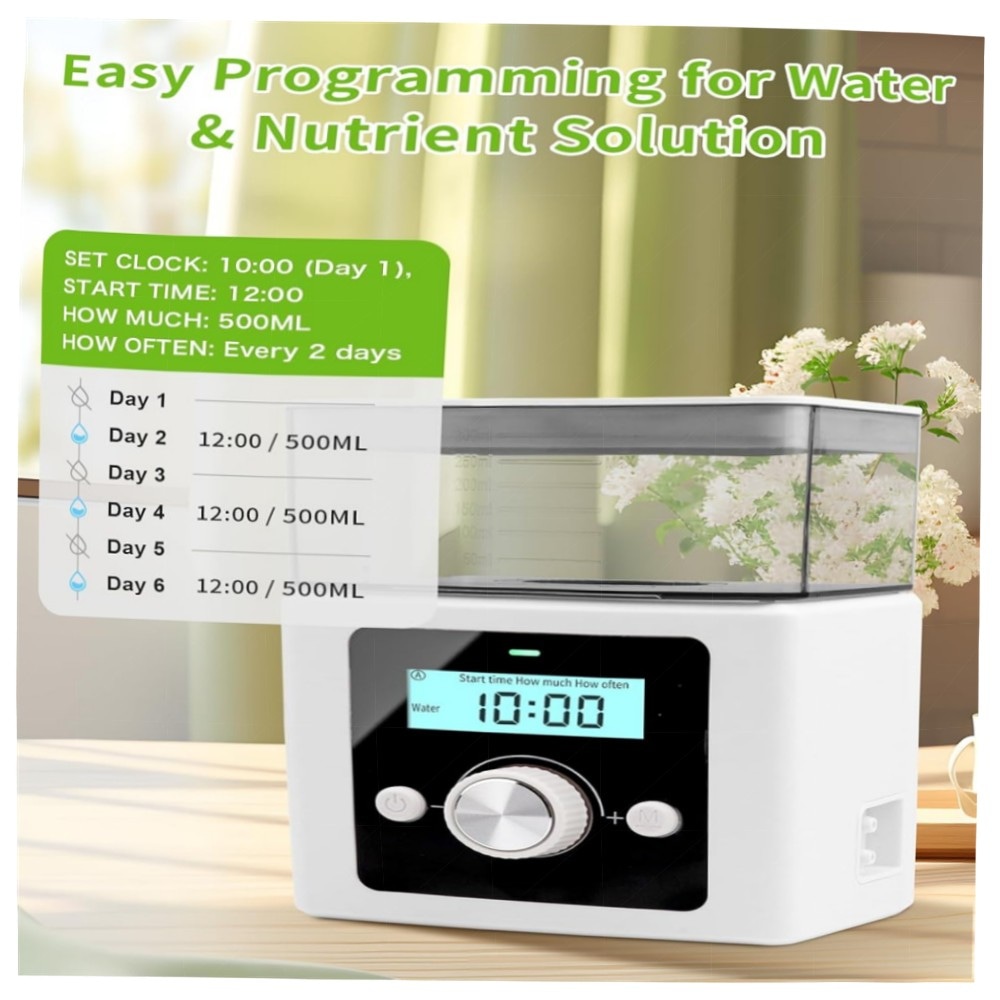 Automatisches Bewässerungssystem für Zimmerpflanzen – DIY-Drip-Set mit Nährstofftank, LCD-Timer & Typ-C/Batterie-Betrieb, wassersparend