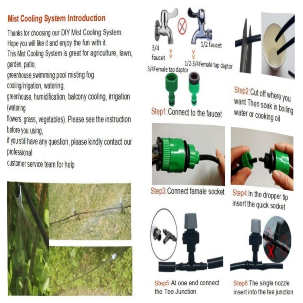 Garden Misting Kühlsystem – Mikrotropf-Bewässerungsset 15M mit Anti-Verstopfungsdüsen, Schnellanschluss & Hang-Sprinkler – hochwertig, einfach montierbar