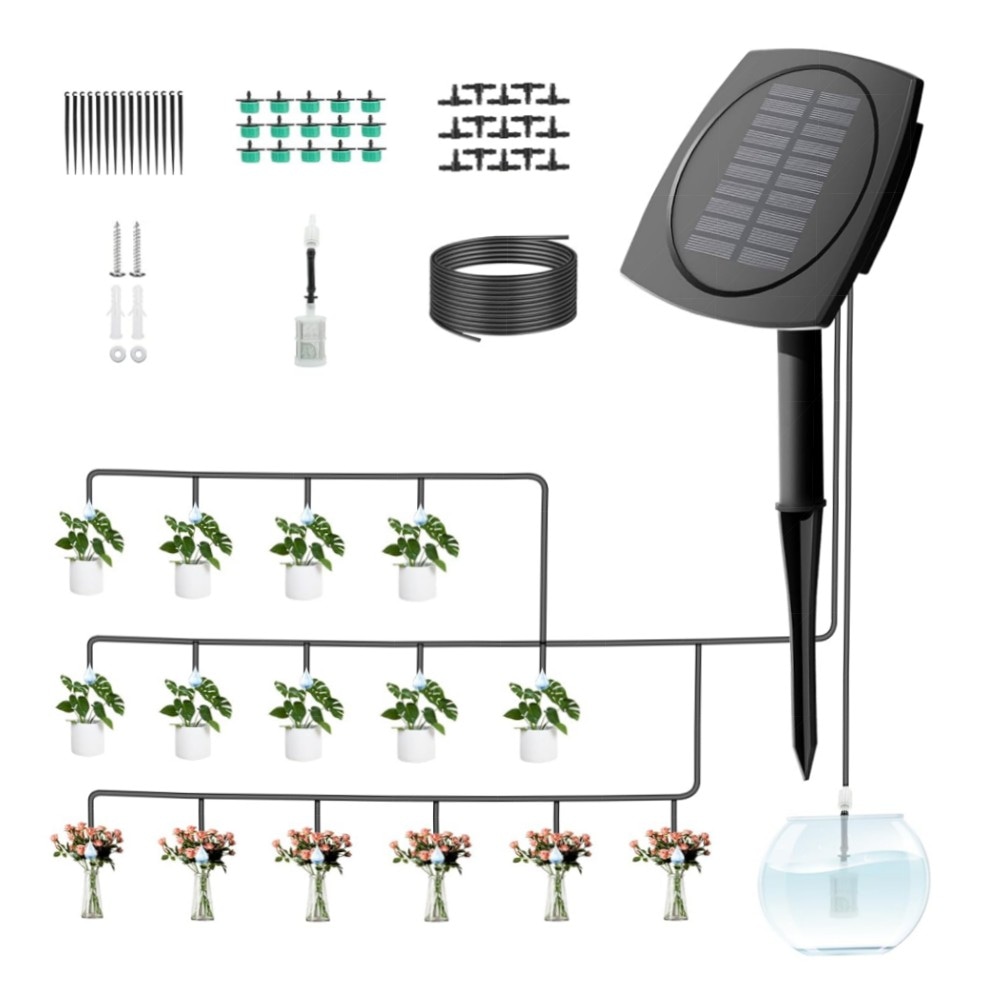 Solar Bewässerungssystem Auto für Garten & Balkon – Automatisches Tropf-Set mit 12 Timer-Modi & 15m Schlauch, nachhaltig & einfach zu installieren