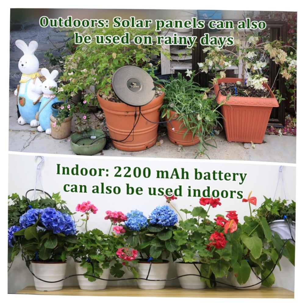 Solar-Tropfbewässerungssystem für 15 Pflanzen – Automatisches, solarbetriebenes Bewässerungs-Kit mit Wasserstandserkennung & 15m Schlauch