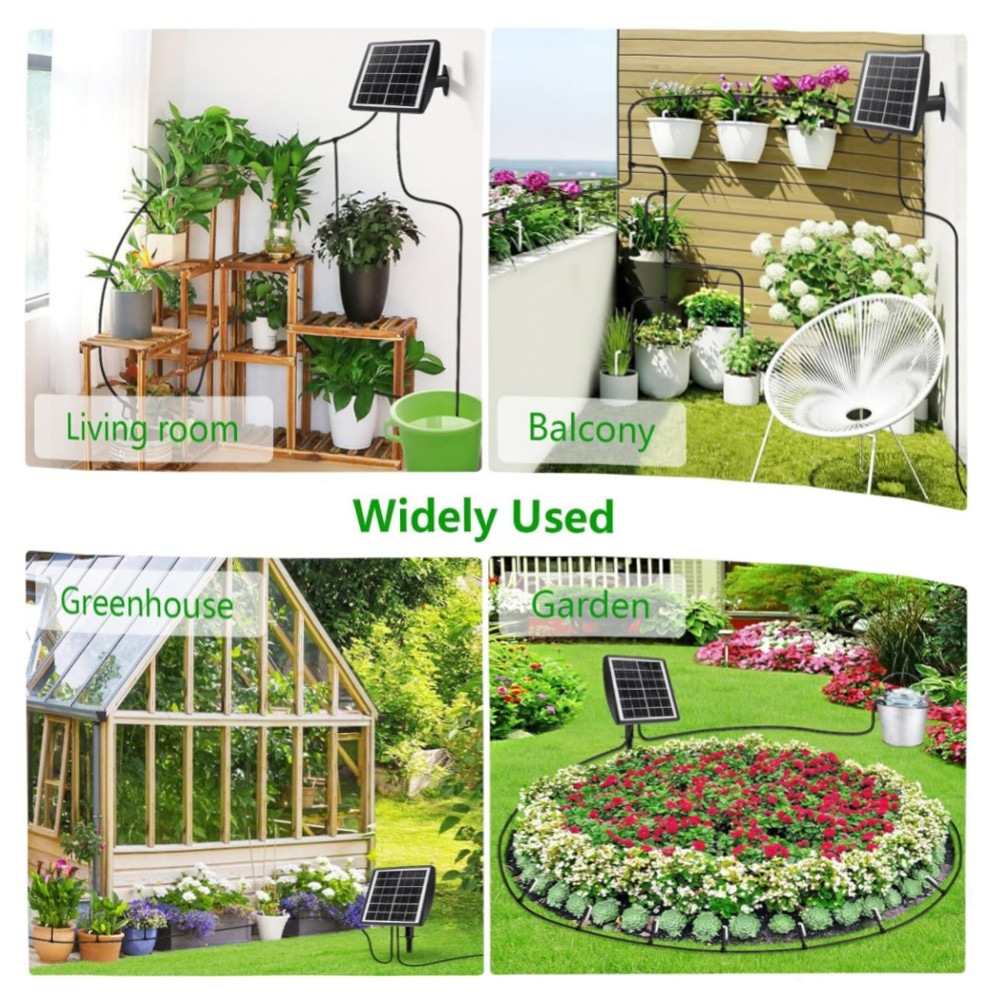 Solar Bewässerungssystem 2025 – Automatische Tröpfchenbewässerung mit Timer, 15m Schlauch, IP65, 2000mAh Akku für Balkon, Kübel & Gewächshaus