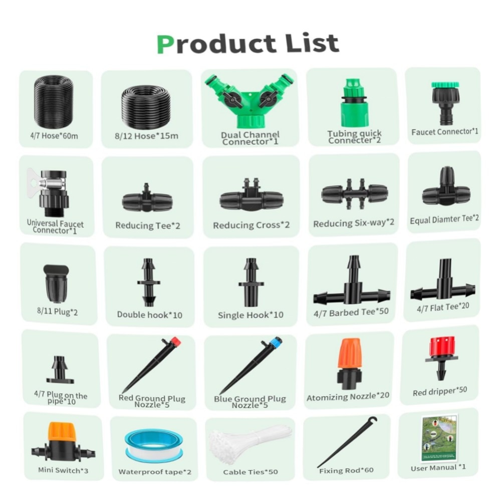 Forever Speed Tröpfchen-Bewässerungsset 315-tlg. – 60m 15m Schläuche, UV-beständig, einstellbare Tropfer für Garten, Gewächshaus & Terrasse