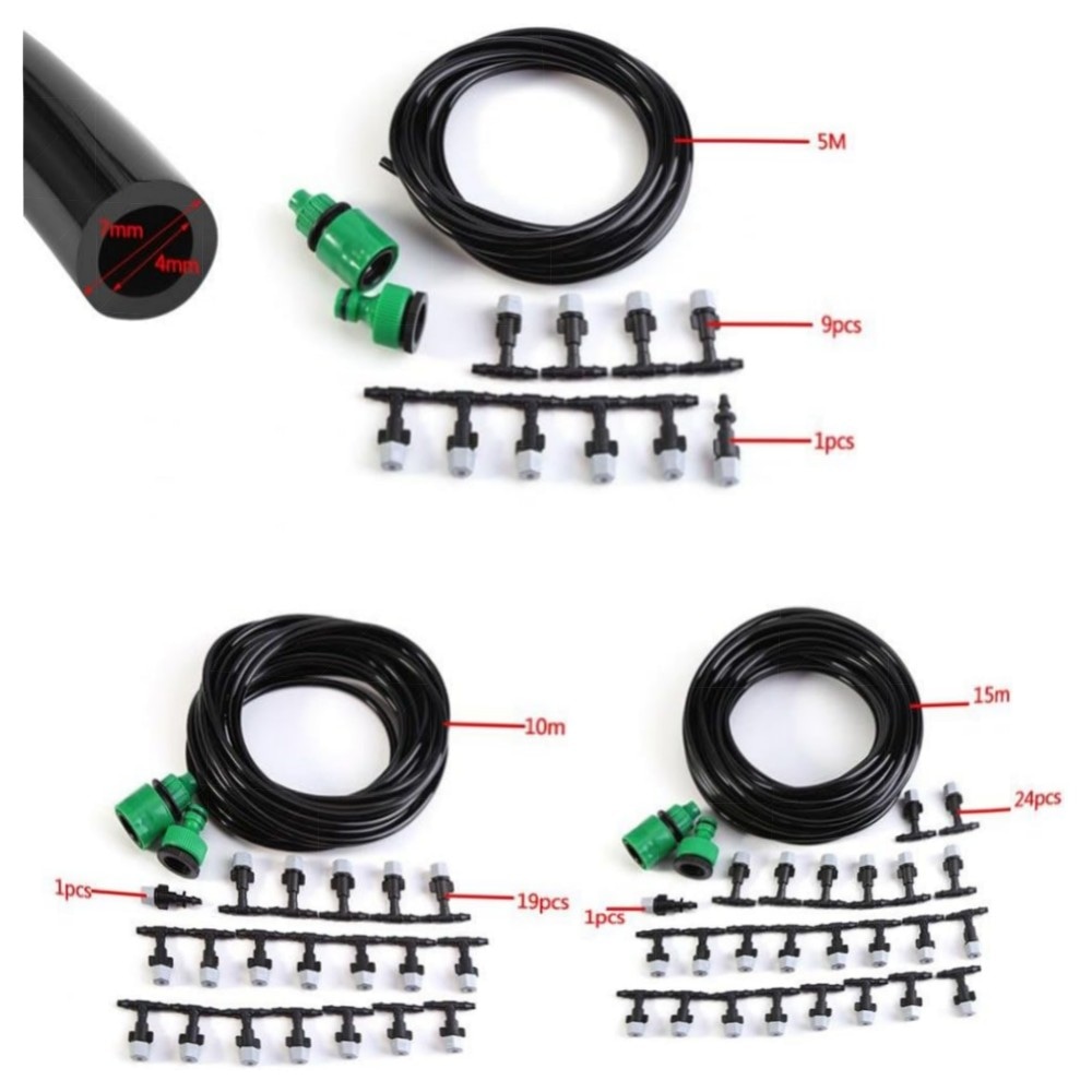 Garden Misting Kühlsystem – Mikrotropf-Bewässerungsset 15M mit Anti-Verstopfungsdüsen, Schnellanschluss & Hang-Sprinkler – hochwertig, einfach montierbar
