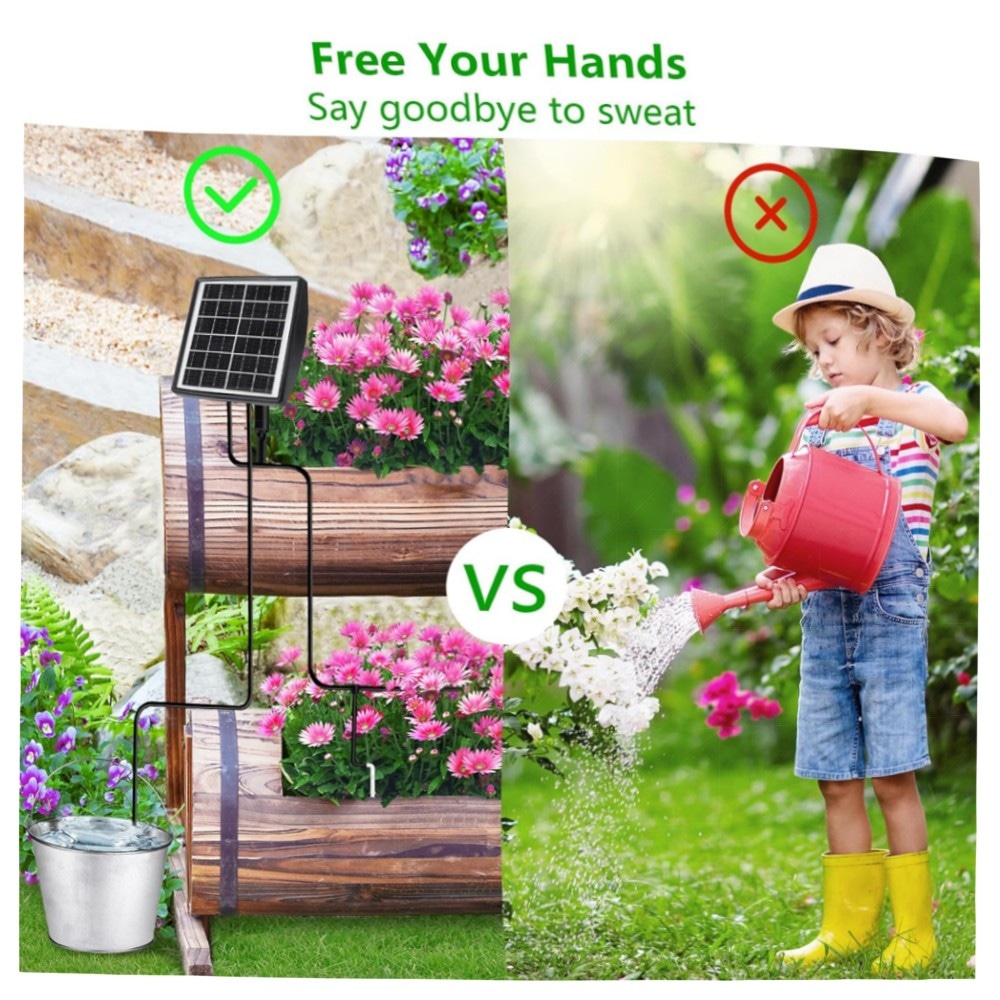Solar Bewässerungssystem 2025 – Automatische Tröpfchenbewässerung mit Timer, 15m Schlauch, IP65, 2000mAh Akku für Balkon, Kübel & Gewächshaus
