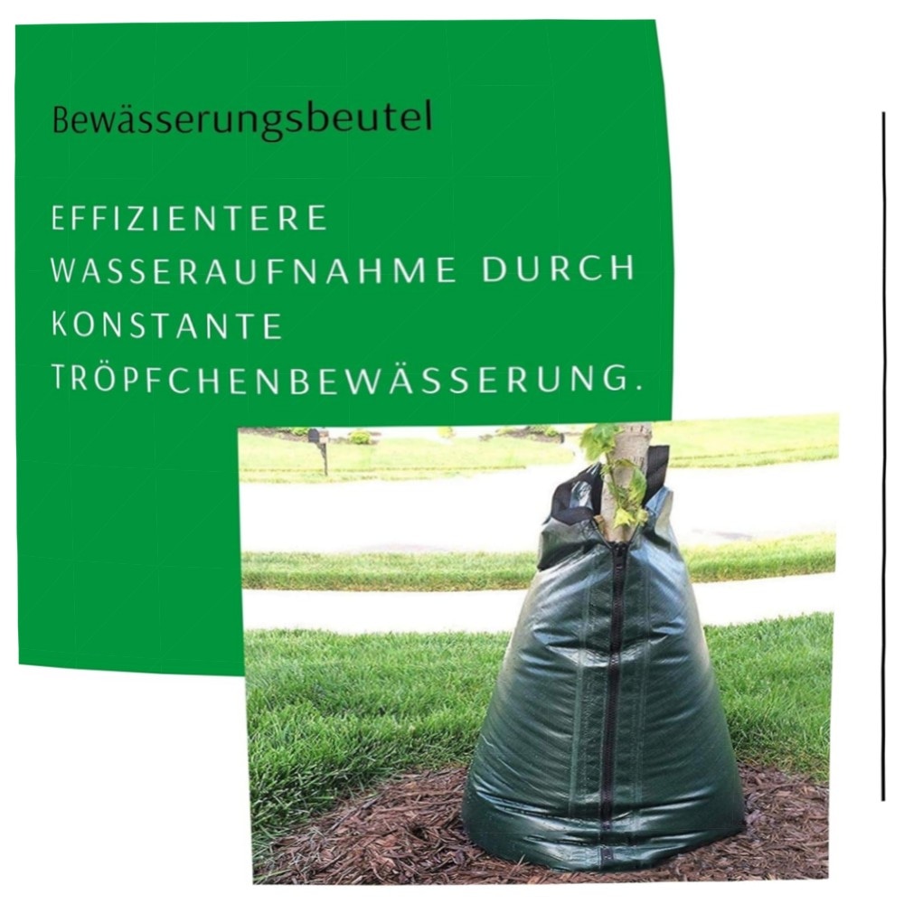 Novatool 5x Baumbewässerungsbeutel 75 L Grün – robuster PVC-Bewässerungsbeutel mit Reißverschluss, einfache Tröpfchenbewässerung für junge Bäume