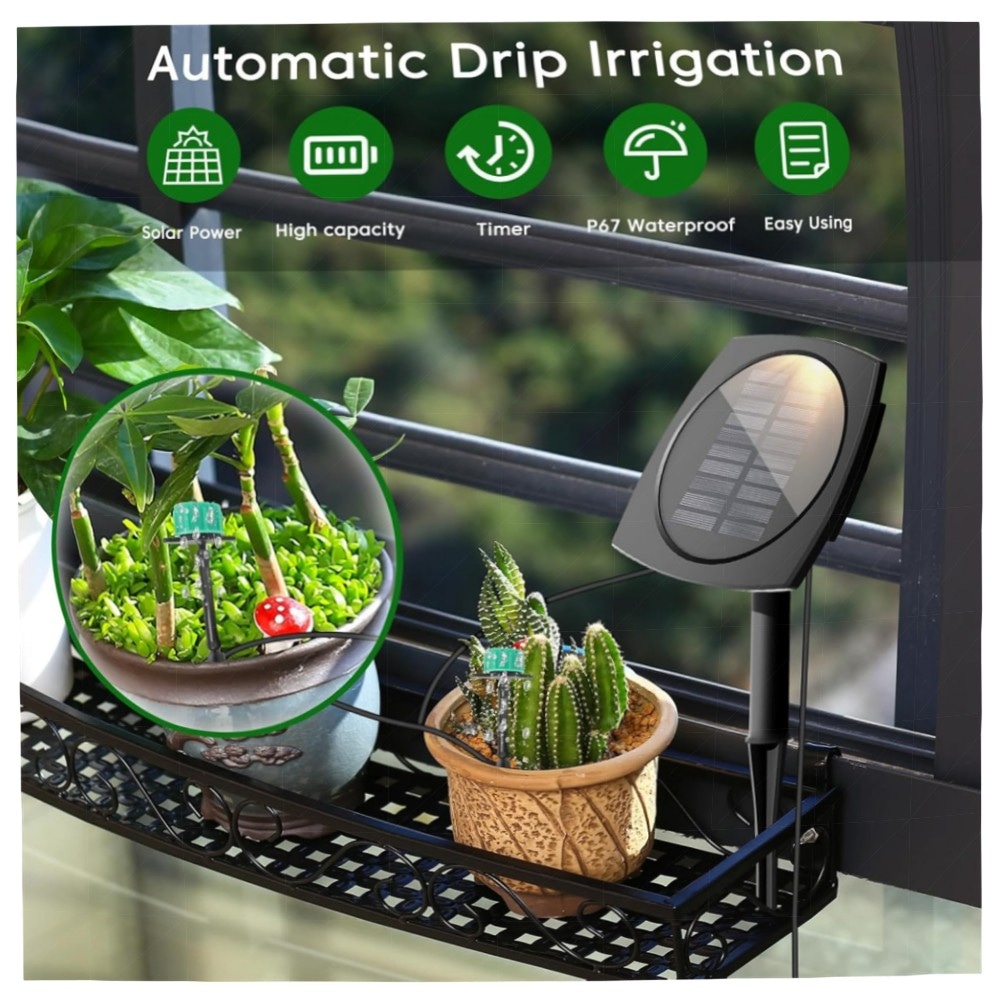 Solar Bewässerungssystem Auto für Garten & Balkon – Automatisches Tropf-Set mit 12 Timer-Modi & 15m Schlauch, nachhaltig & einfach zu installieren