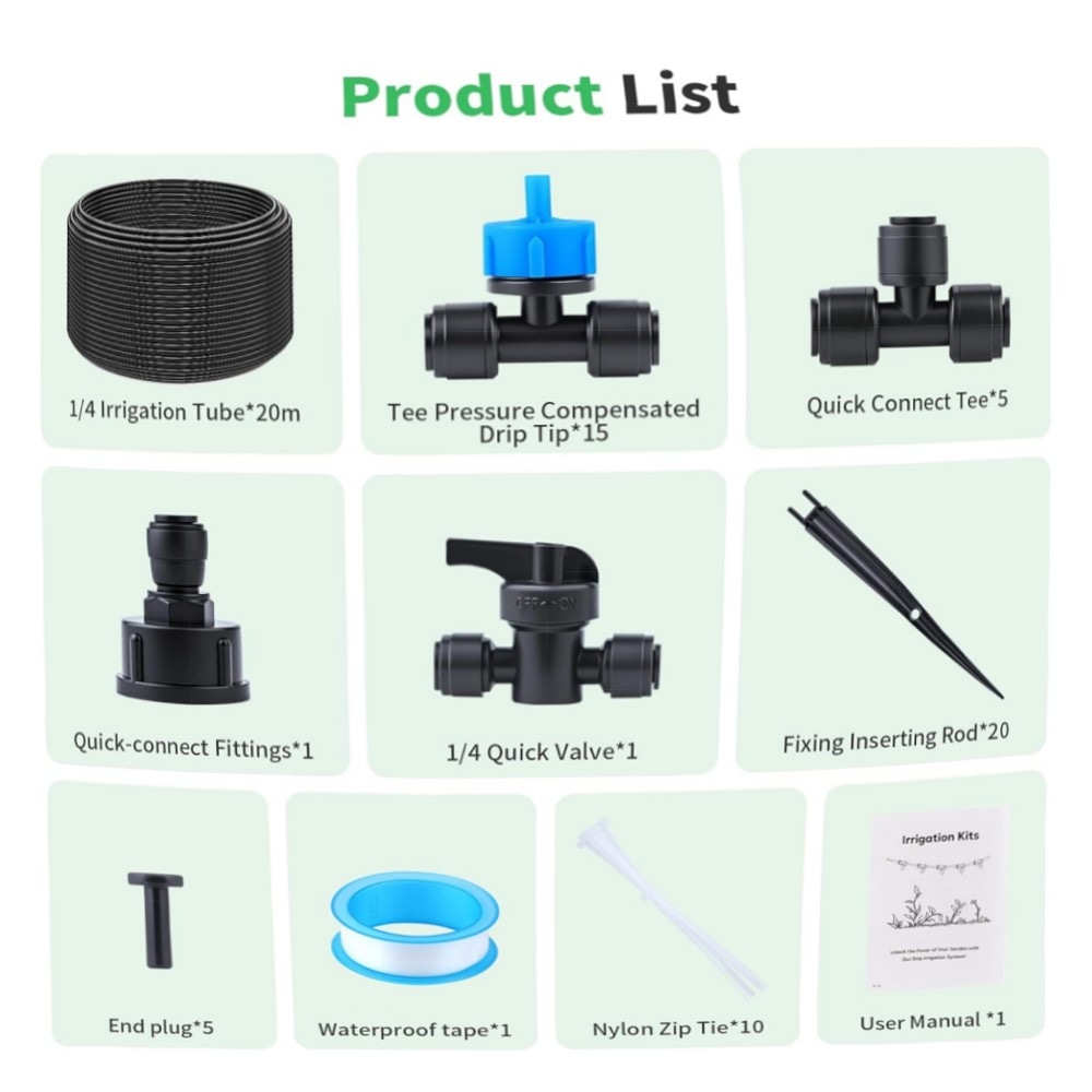 Forever Speed Tröpfchen-Bewässerungsset 315-tlg. – 60m 15m Schläuche, UV-beständig, einstellbare Tropfer für Garten, Gewächshaus & Terrasse