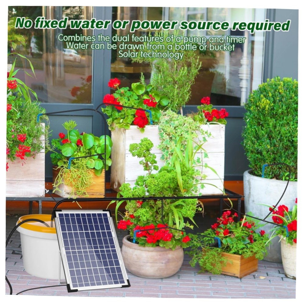 Solar-Bewässerungssystem AnseTo – Automatische Tropfbewässerung für Balkon & Garten, solarbetrieben, erweiterbar bis 50 Pflanzen