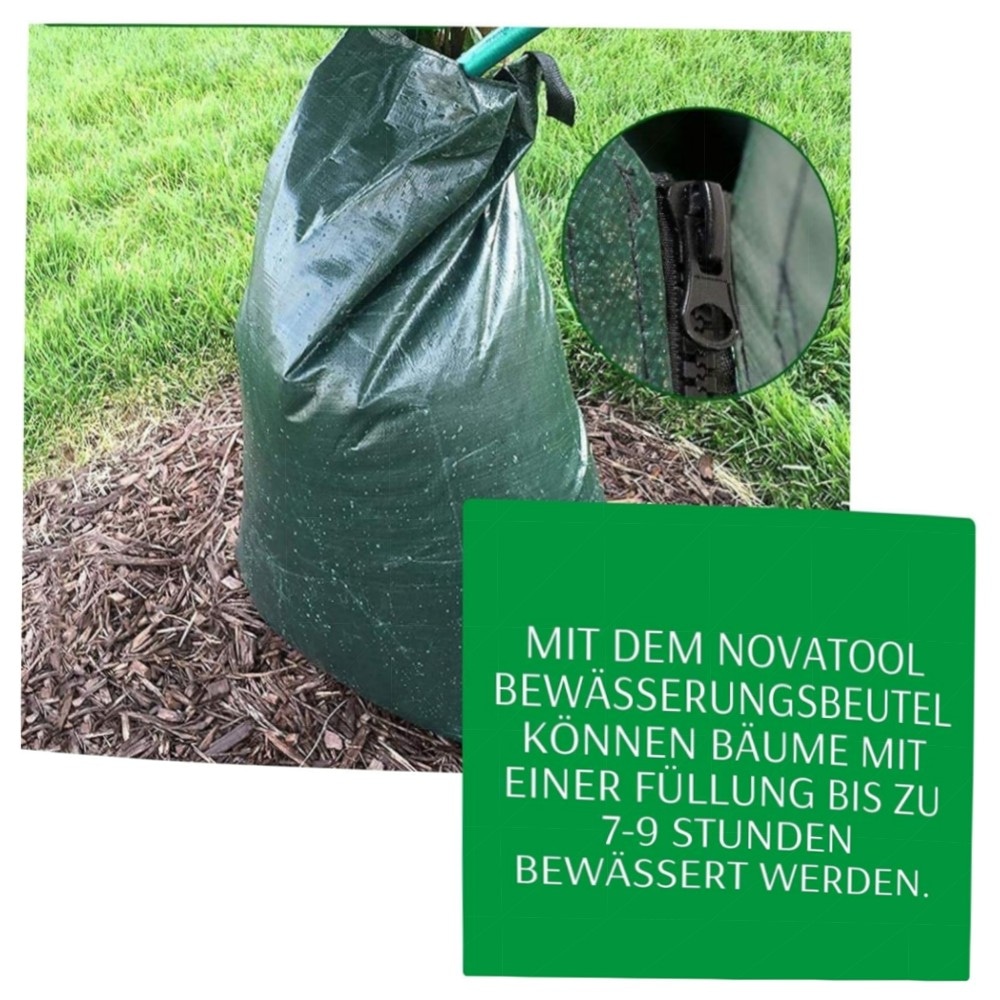 be80482a5324.jpg Novatool 4× Baumbewässerungsbeutel 75 L | robuster PVC Gießsack mit Reißverschluss – effiziente Tropf‑Bewässerung, mehrfach verbindbar