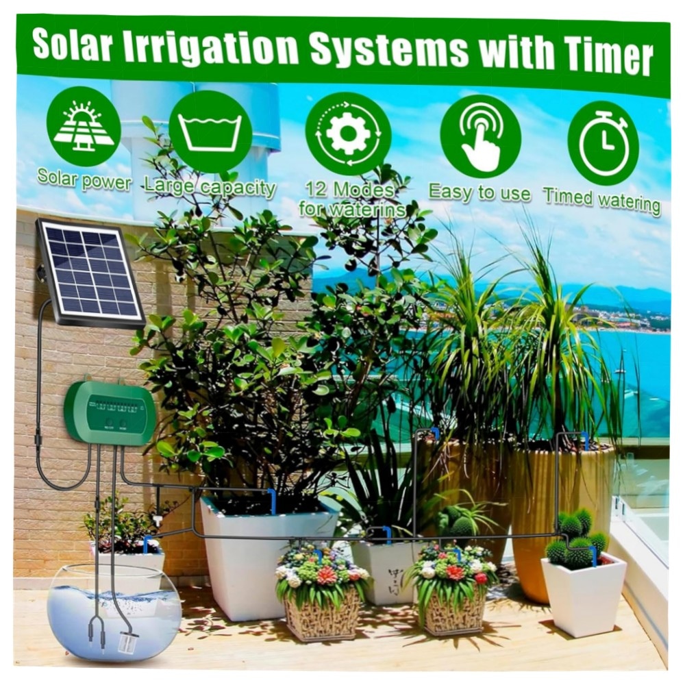 c9a0dae62569.jpg Solar-Bewässerungssystem mit Timer – Automatische Tropf-Bewässerung 12 Modi, 15 m Schlauch, nachhaltig & einfach für Balkon, Garten, Topfpflanzen