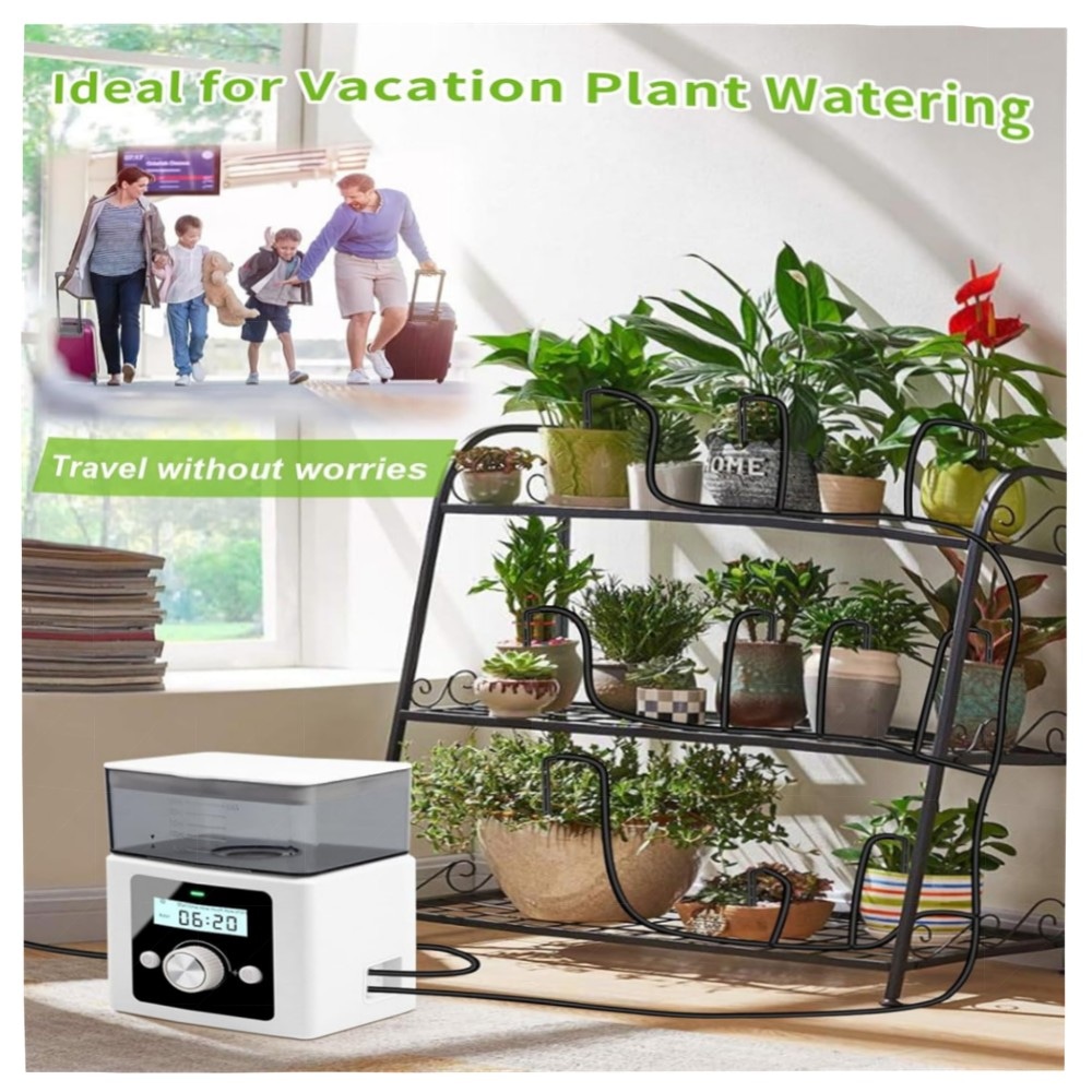 Automatisches Bewässerungssystem für Zimmerpflanzen – DIY-Drip-Set mit Nährstofftank, LCD-Timer & Typ-C/Batterie-Betrieb, wassersparend