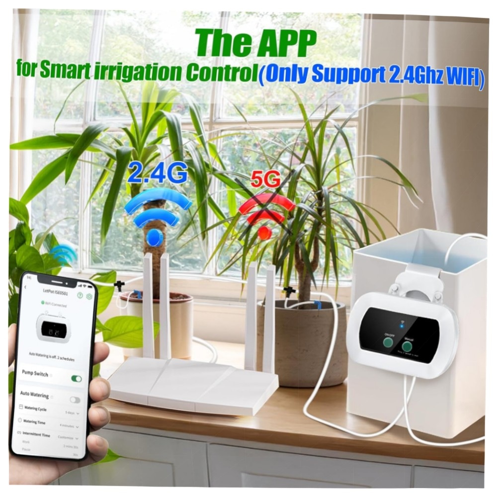 WiFi Tropfbewässerungssystem mit App-Steuerung – Intelligente Zeitschaltuhr, 15 Tropfdüsen, 10m Schlauch, anti-Siphon & Alarm, hochwertig für Garten & Balkon