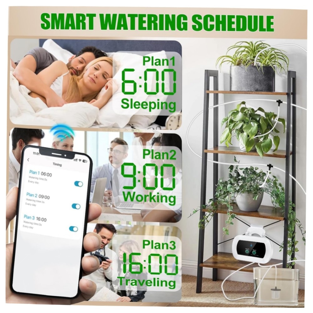 WiFi Tropfbewässerungssystem mit App-Steuerung – Intelligente Zeitschaltuhr, 15 Tropfdüsen, 10m Schlauch, anti-Siphon & Alarm, hochwertig für Garten & Balkon