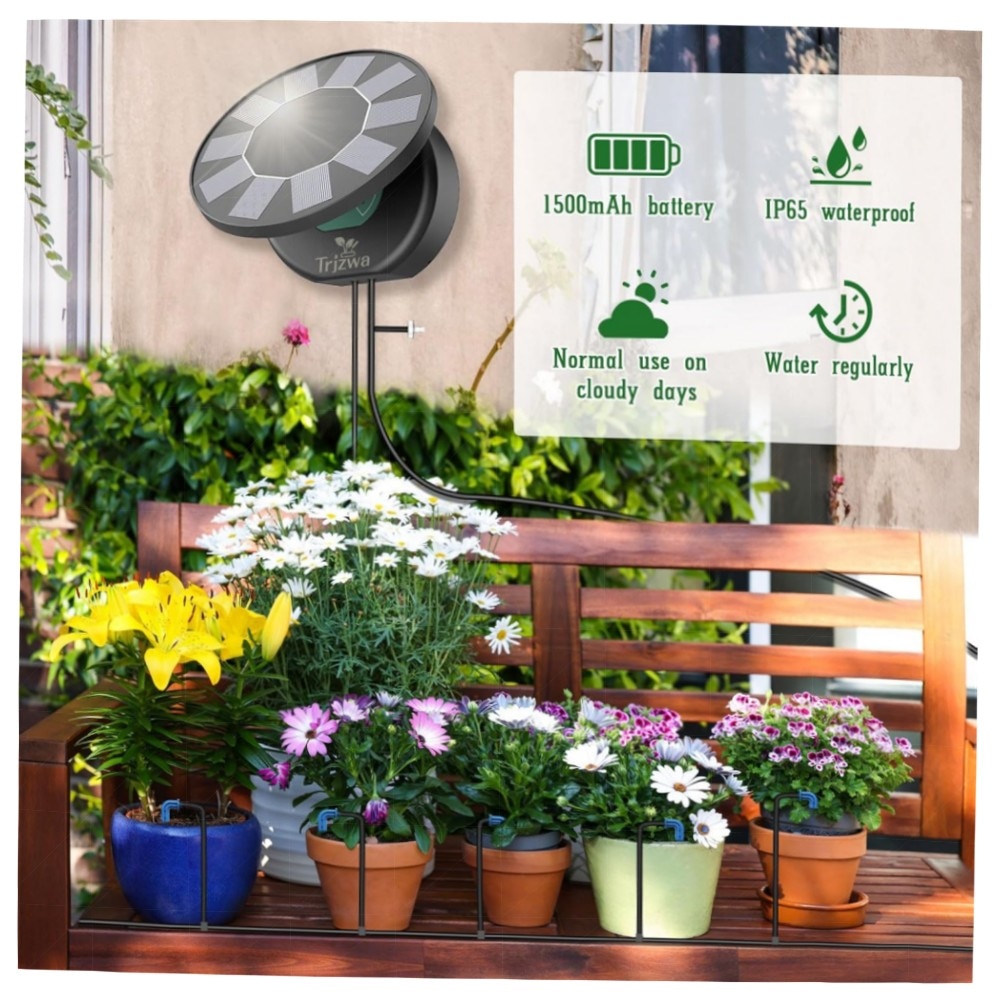 Solar-Bewässerungssystem 2er-Set für Garten & Balkon – Automatische Tropfbewässerung mit Solarpanel, 9 Programme, 10 m Schlauch, energiesparend