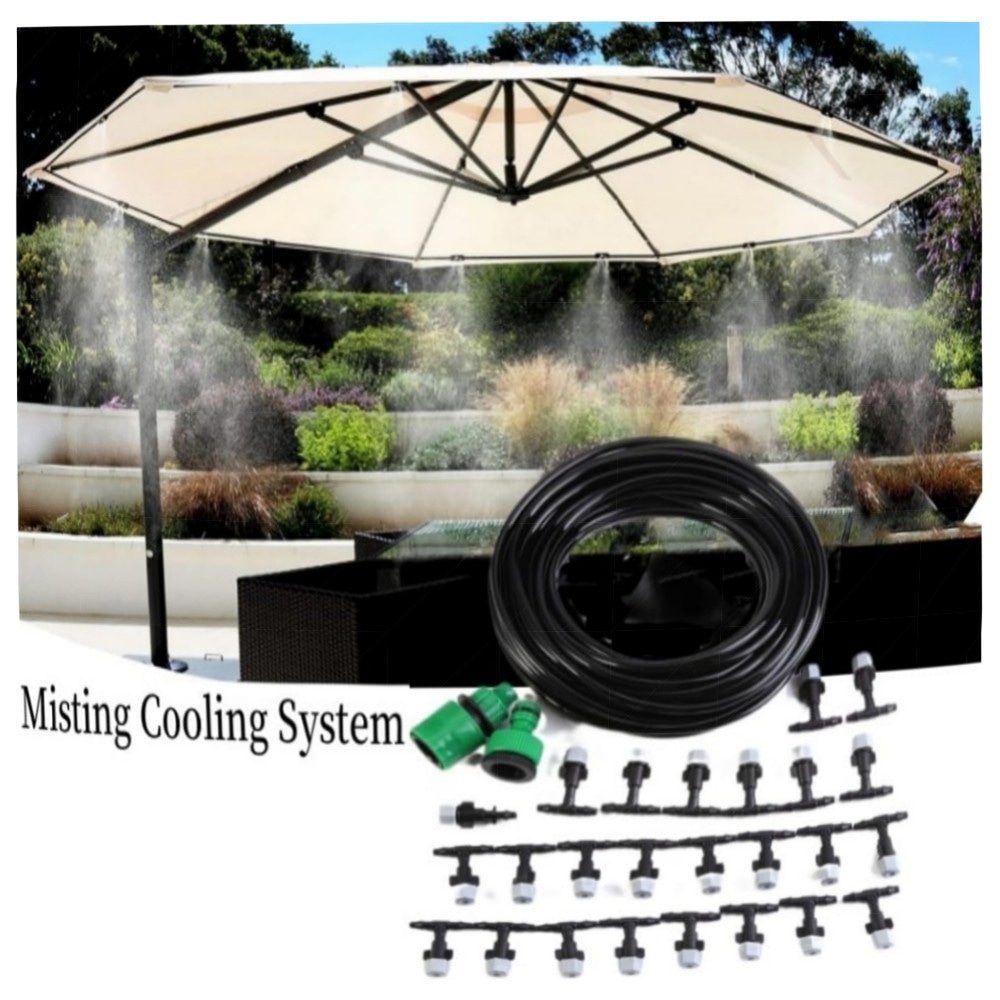 Garden Misting Kühlsystem – Mikrotropf-Bewässerungsset 15M mit Anti-Verstopfungsdüsen, Schnellanschluss & Hang-Sprinkler – hochwertig, einfach montierbar