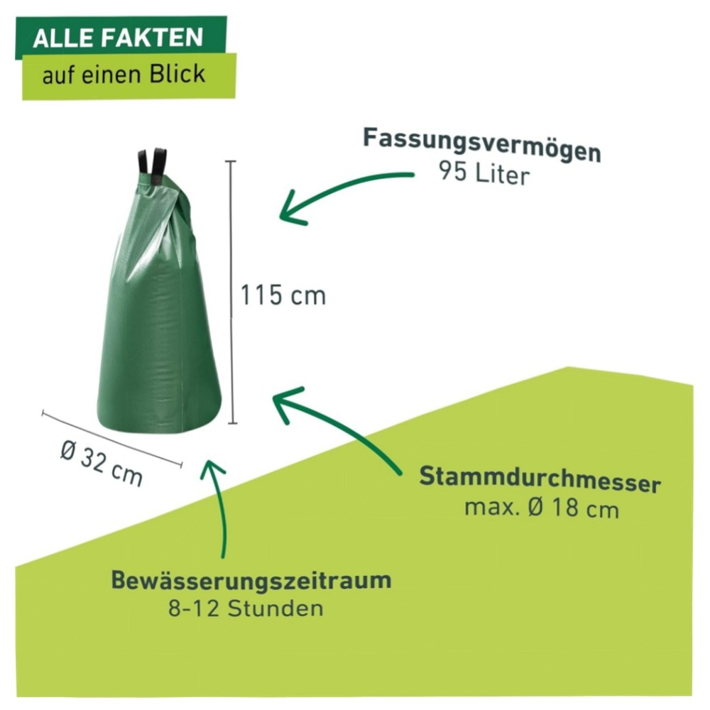 Baumbewässerungsbeutel 56 Liter – hochwertige Tropf-Bewässerung für Neupflanzungen, verbindbar & für Flüssignährstoffe geeignet