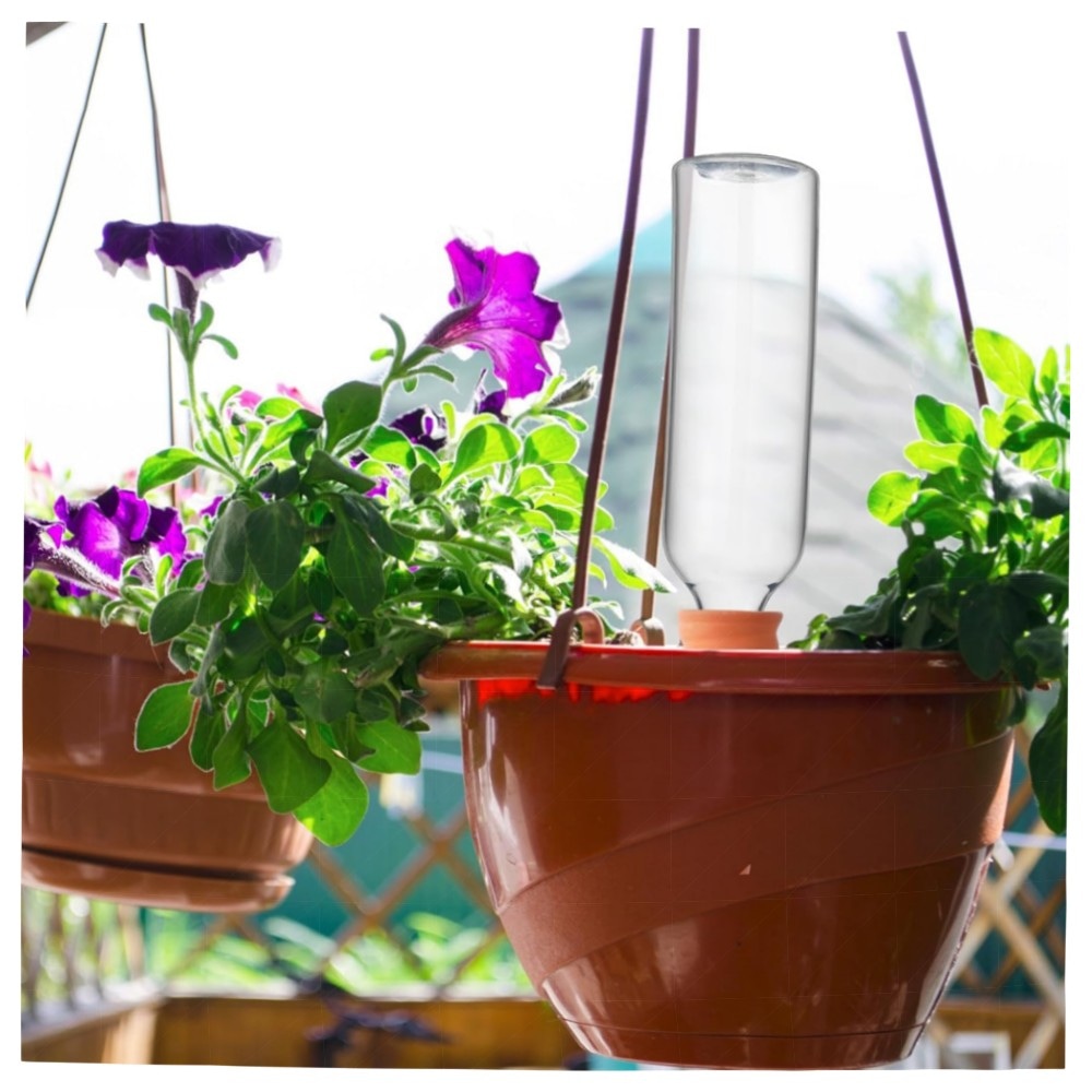 Automatische Terrakotta-Bewässerung (4er) mit 750 ml Flaschen – Laterit-Tonkegel, langsame Freisetzung für Topfpflanzen & Urlaub