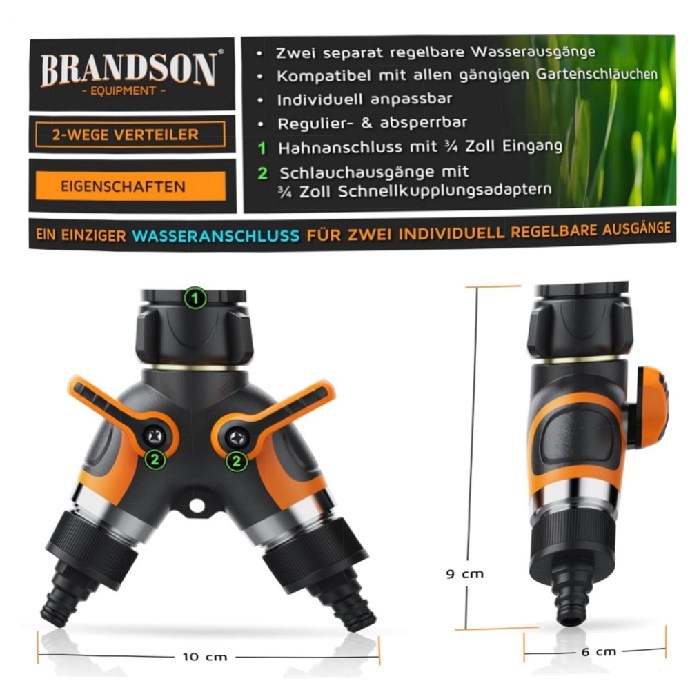 Brandson Y-Gartenverteiler 2-Wege 3/4\