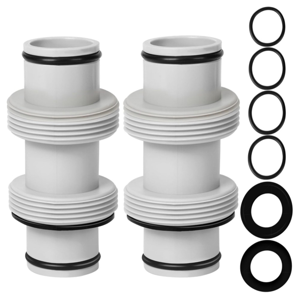 Poolschlauch Verbinder 38 mm (2 Stück) mit Dichtungsringen & Dichtungsband – robustes Schlauchadapter-Set für Intex & Bestway Pools