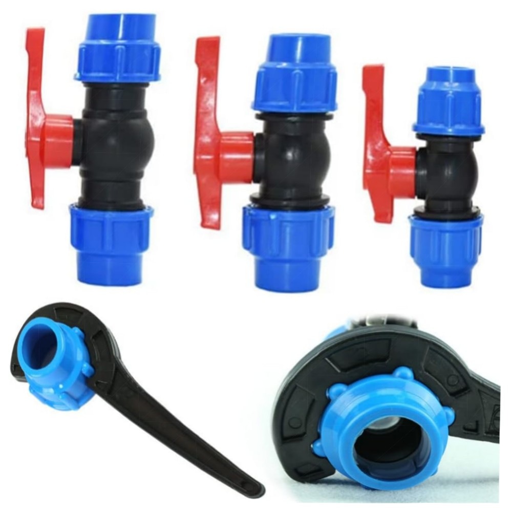 Kugelhahn-Anschluss MDPE 20/25/32 mm – hochwertiger Kunststoff-Kugelhahn für Bewässerung, korrosionsbeständig, inkl. Schraubenschlüssel