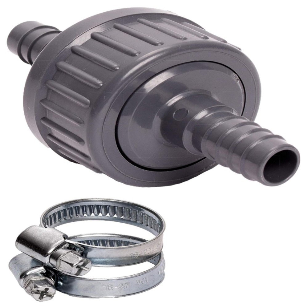5a341d0a6576.jpg Pangaea Tech Rückschlagventil 13 mm – hochwertiges PVC-Set mit 2 Edelstahl-Schlauchschellen für Pool, Teich & Hauswasserwerk