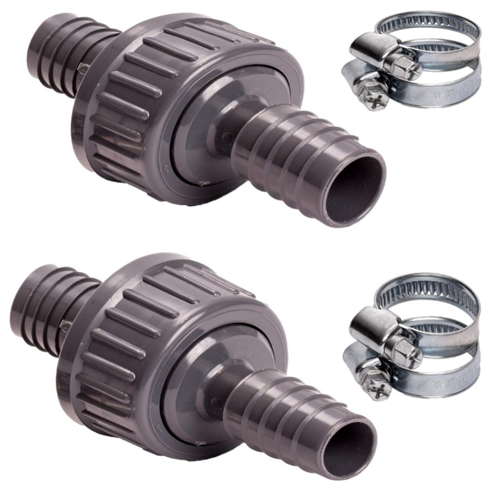 5b9e22b83871.jpg Pangaea Tech Rückschlagventil 13 mm – hochwertiges PVC-Set mit 2 Edelstahl-Schlauchschellen für Pool, Teich & Hauswasserwerk