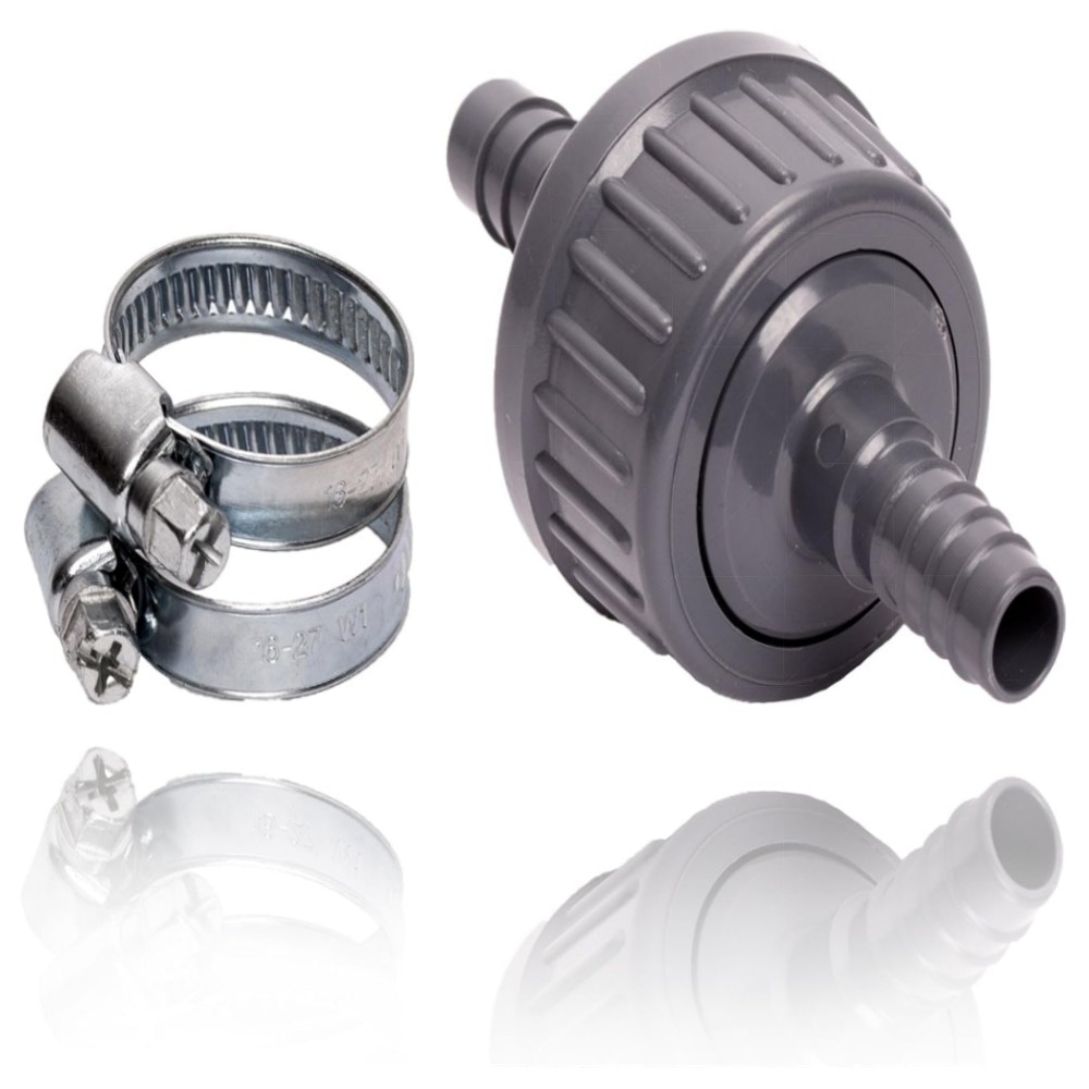 5c6cada50178.jpg Pangaea Tech Rückschlagventil 13 mm – hochwertiges PVC-Set mit 2 Edelstahl-Schlauchschellen für Pool, Teich & Hauswasserwerk
