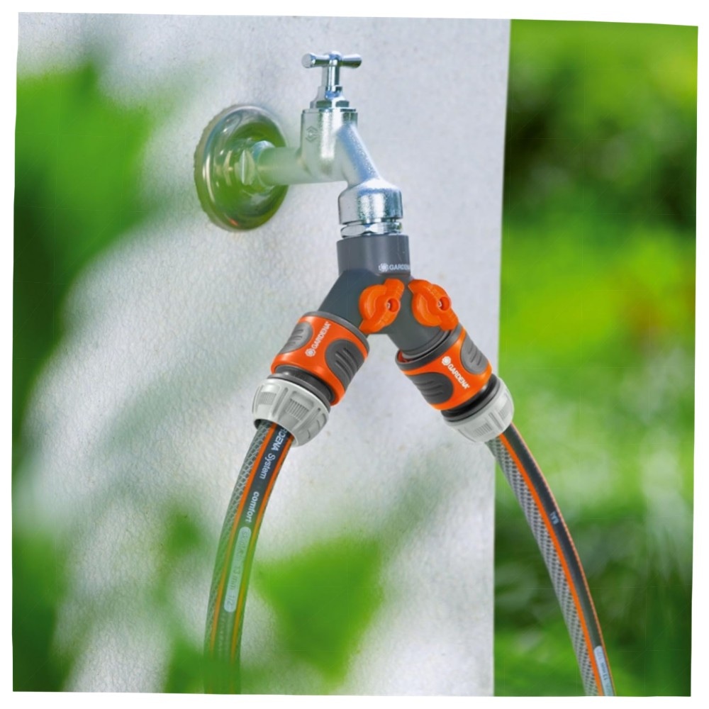 Gardena 2‑Wege‑Ventil (26,5 mm G 3/4) – hochwertiger Wasserverteiler mit zwei regelbaren Ausgängen für Garten & Bewässerung