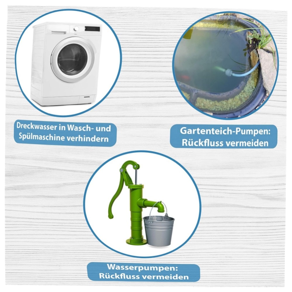 697b51357889.jpg Pangaea Tech Rückschlagventil 13 mm – hochwertiges PVC-Set mit 2 Edelstahl-Schlauchschellen für Pool, Teich & Hauswasserwerk