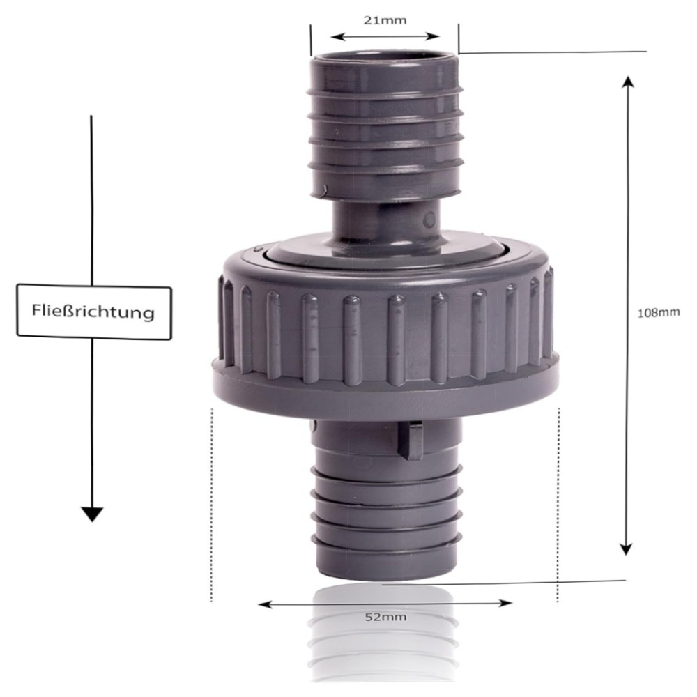 8e109b7a5105.jpg Pangaea Tech Rückschlagventil 13 mm – hochwertiges PVC-Set mit 2 Edelstahl-Schlauchschellen für Pool, Teich & Hauswasserwerk