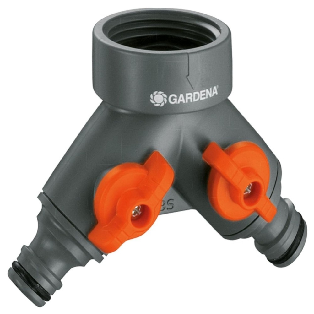 Gardena 2‑Wege‑Ventil (26,5 mm G 3/4) – hochwertiger Wasserverteiler mit zwei regelbaren Ausgängen für Garten & Bewässerung