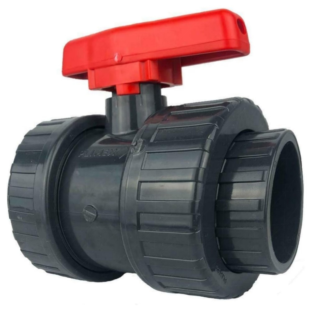 well2wellness® PVC-Kugelhahn 50 mm – 3er Set mit 2-Wege Klebeanschluss, robuster PVC, roter Handgriff