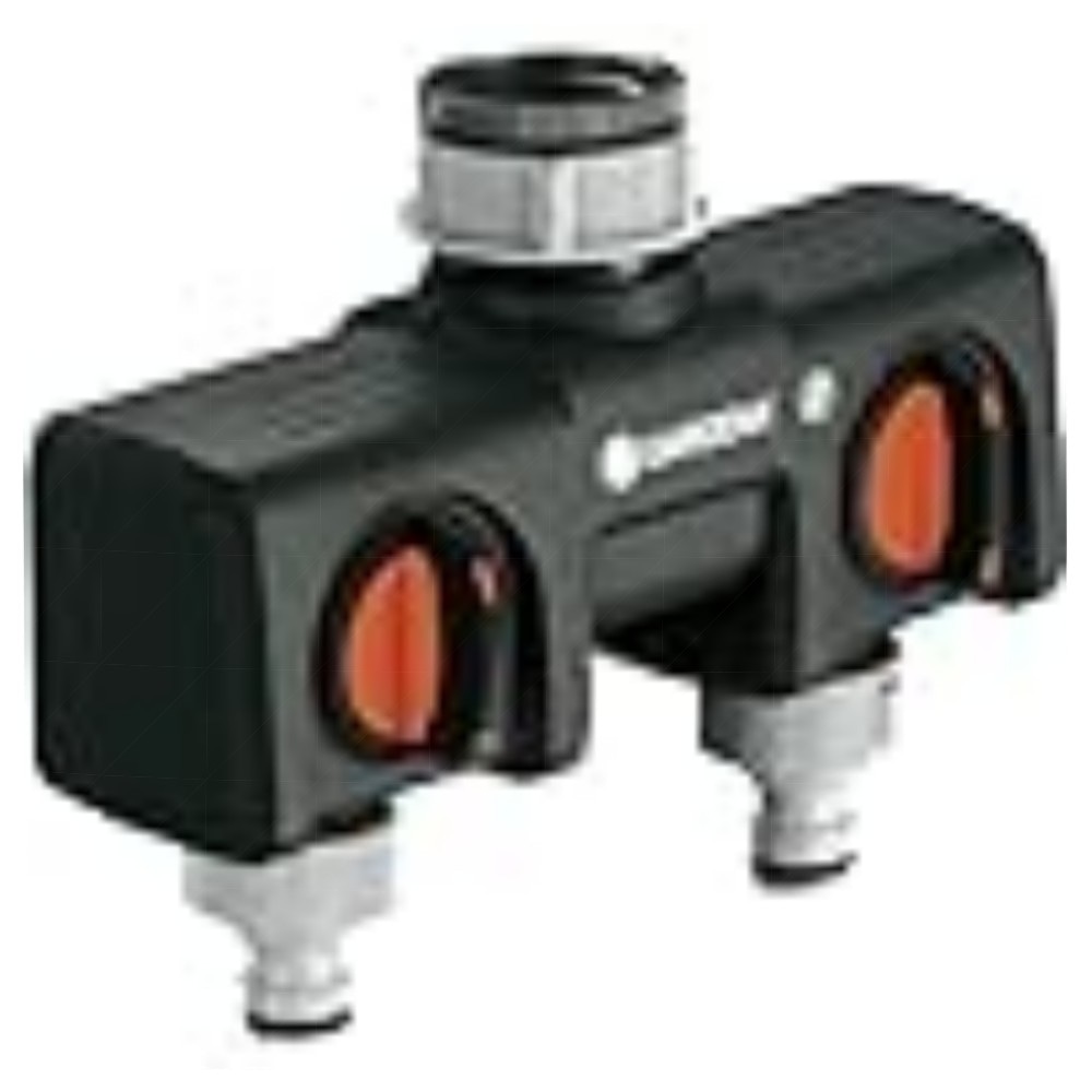 Gardena 2‑Wege‑Verteiler 08193‑20 – hochwertiger Metall‑Adapter für 2 Geräte, stufenlos regulierbar, kompatibel mit GARDENA Profi‑System