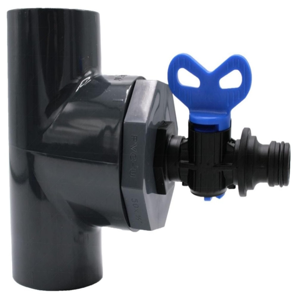 Entleerungs-Set 2x Ø50 mm für PVC-Rohre & Pool – 2x T-Stück 2x Reduzierung 50→1/2\