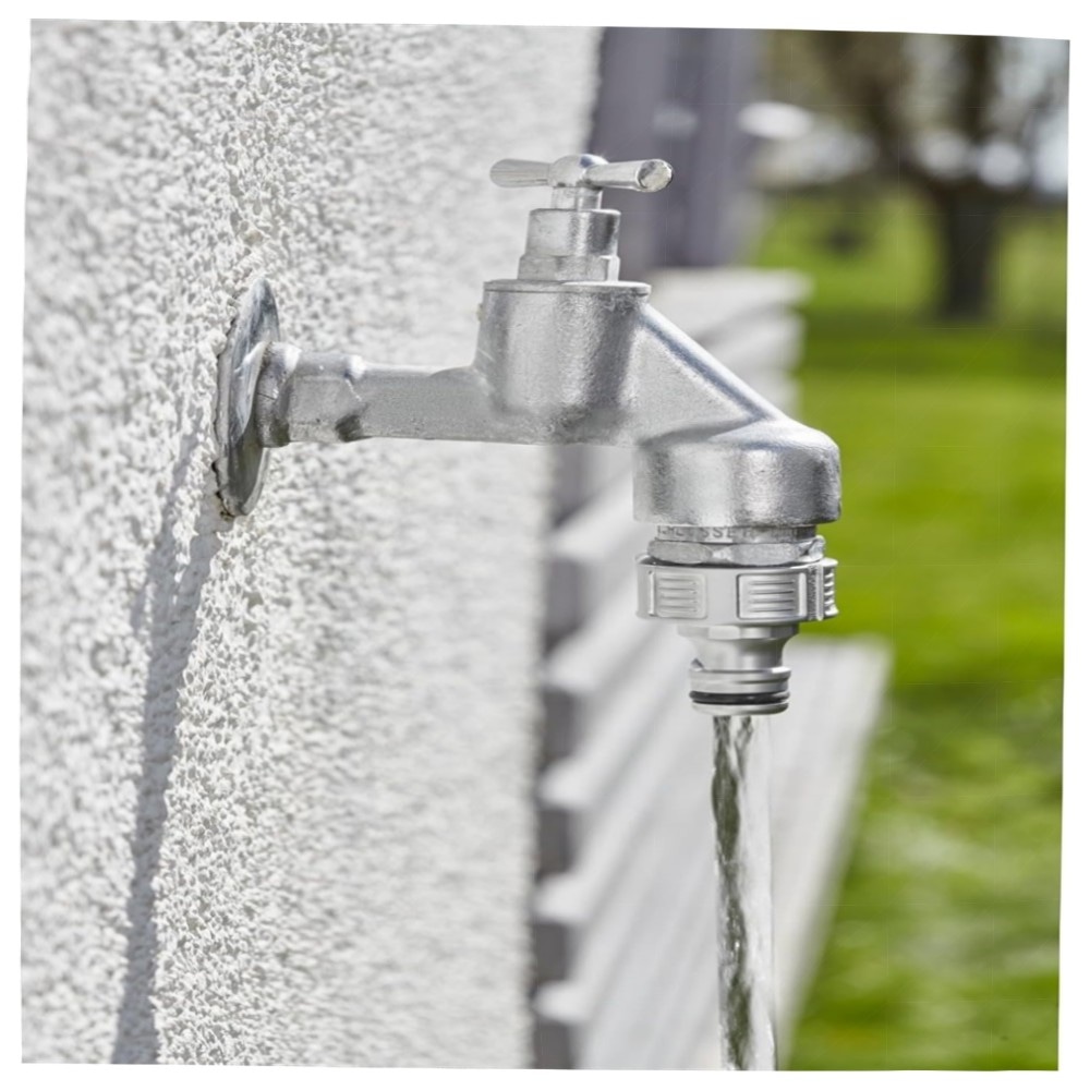 Gardena Premium Hahnverbinder 21 mm (G 1/2) – hochwertiger Metall-Adapter, spritzfrei & frostsicher, schneller Gardena Klickanschluss