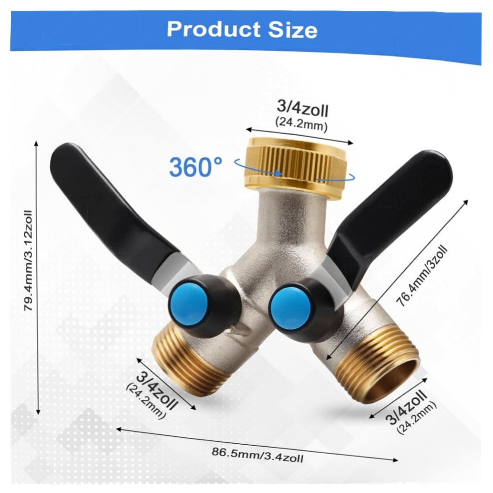 2-Wege Messing Y-Verteiler 3/4\