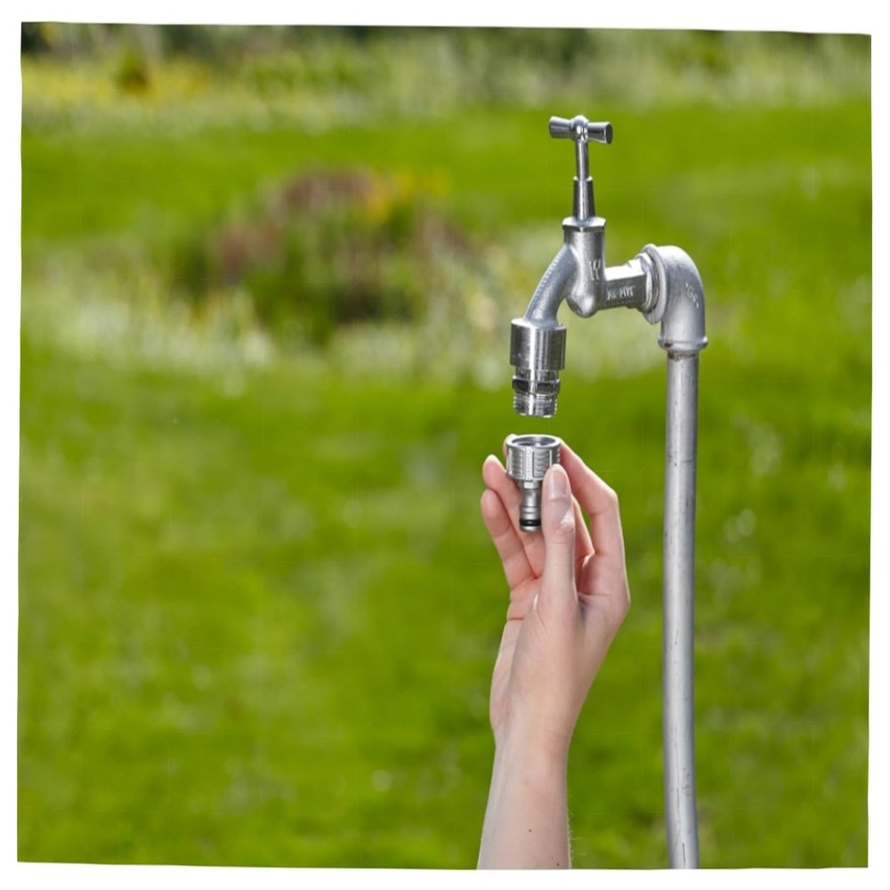 Gardena Premium Hahnverbinder 21 mm (G 1/2) – hochwertiger Metall-Adapter, spritzfrei & frostsicher, schneller Gardena Klickanschluss