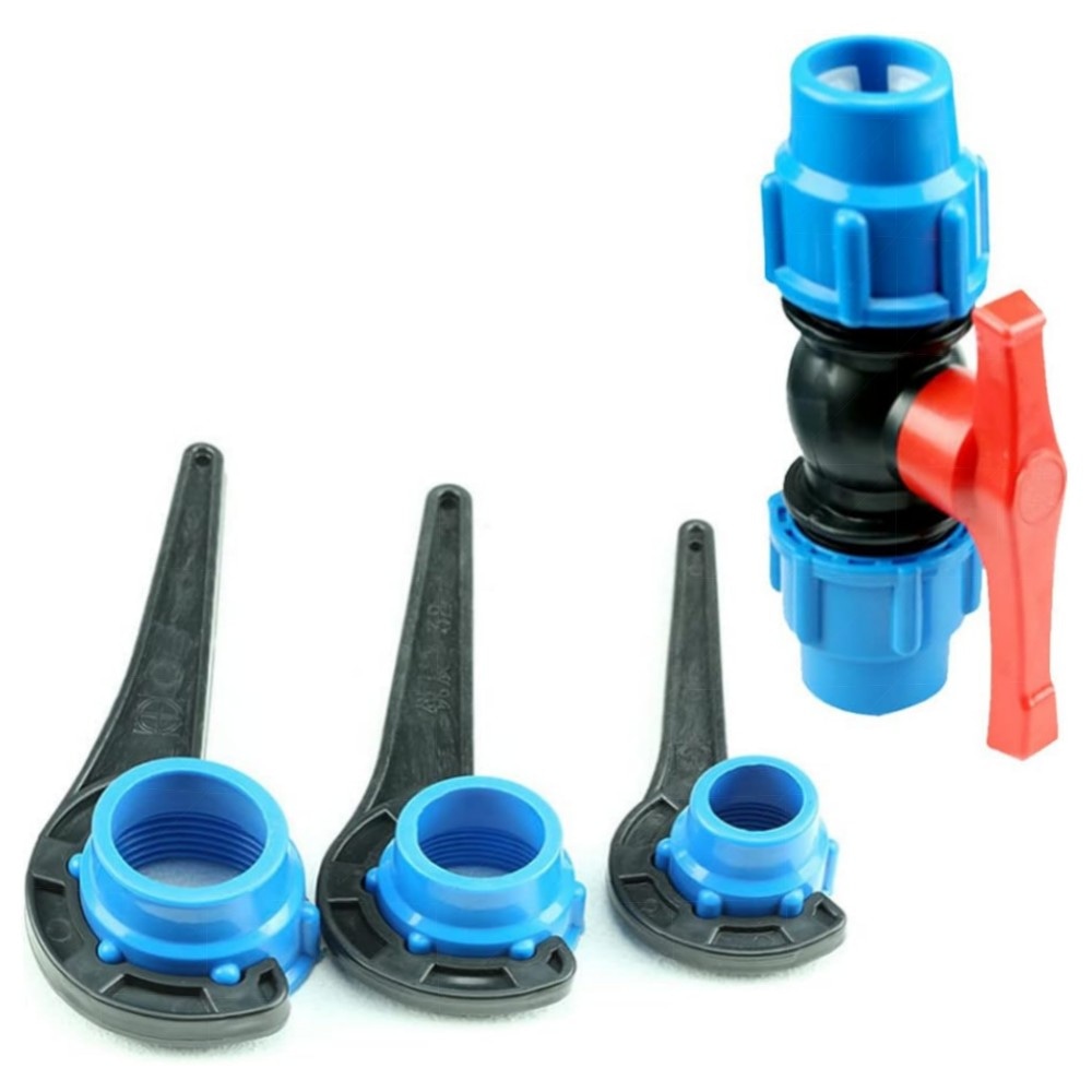 Kugelhahn-Anschluss MDPE 20/25/32 mm – hochwertiger Kunststoff-Kugelhahn für Bewässerung, korrosionsbeständig, inkl. Schraubenschlüssel