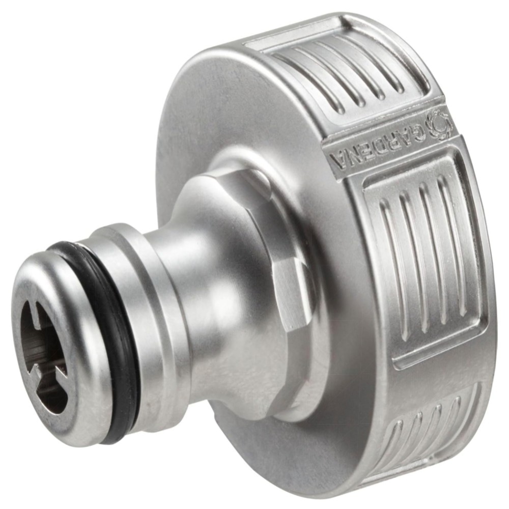 Gardena Premium Hahnverbinder 21 mm (G 1/2) – hochwertiger Metall-Adapter, spritzfrei & frostsicher, schneller Gardena Klickanschluss