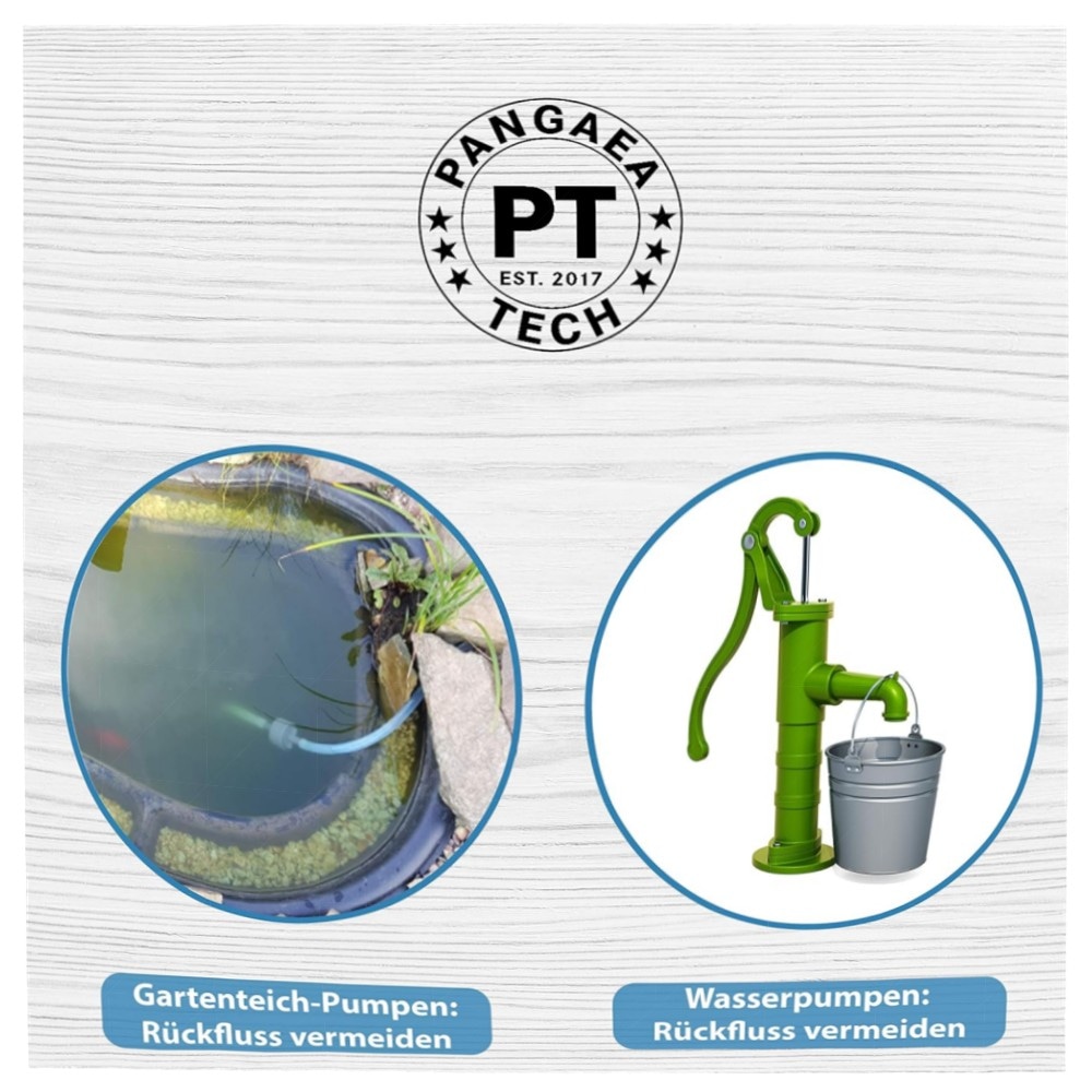 d4d4b42c1207.jpg Pangaea Tech Rückschlagventil 13 mm – hochwertiges PVC-Set mit 2 Edelstahl-Schlauchschellen für Pool, Teich & Hauswasserwerk