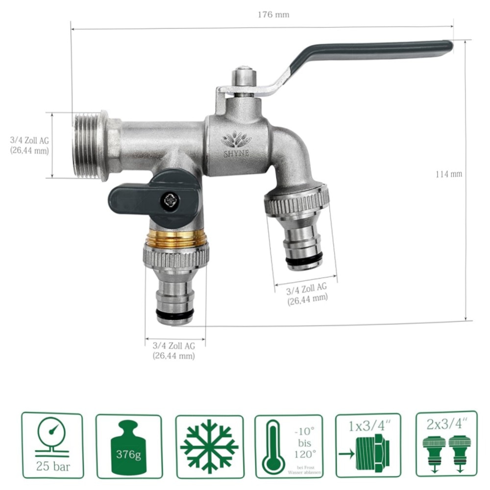 Doppel-Wasserhahn 3/4\
