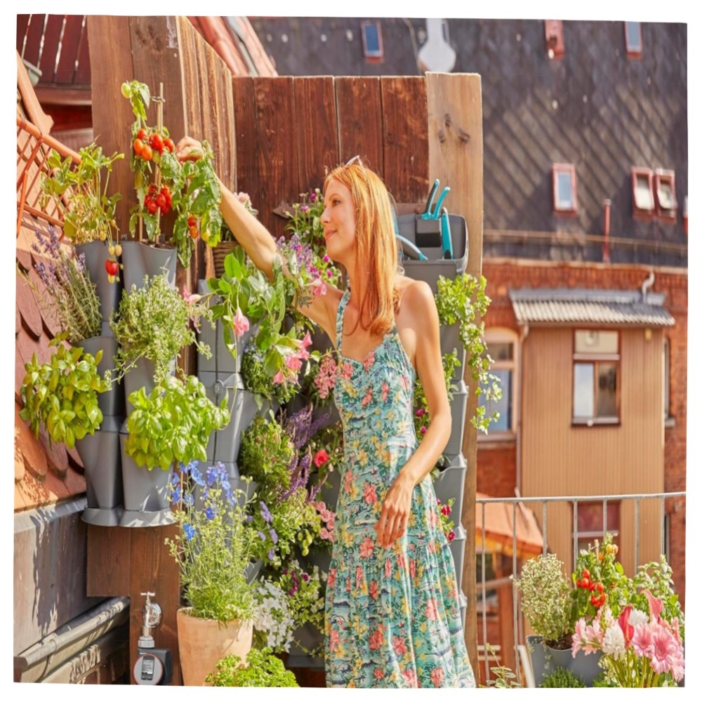 Gardena NatureUp! Basis Set Vertikal – wetterbeständige Pflanzenwand für Balkon & Terrasse, erweiterbares Stecksystem für 9 Pflanzen (13150-20)