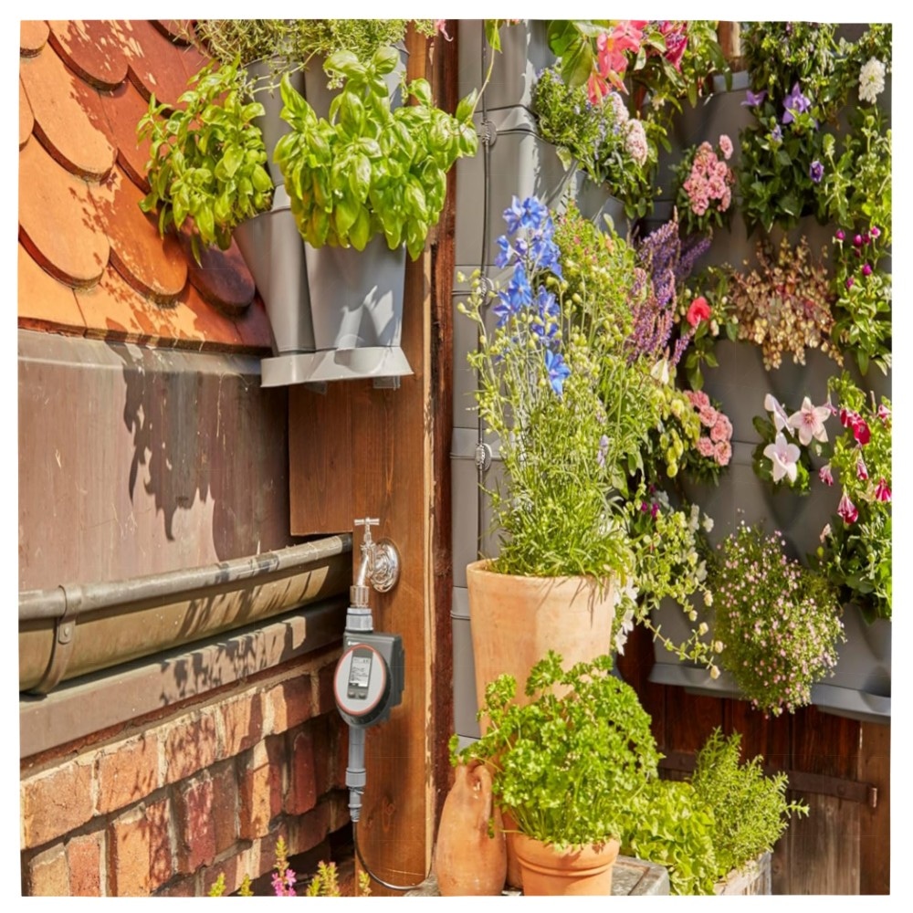 Gardena NatureUp! Basis Set Vertikal – wetterbeständige Pflanzenwand für Balkon & Terrasse, erweiterbares Stecksystem für 9 Pflanzen (13150-20)